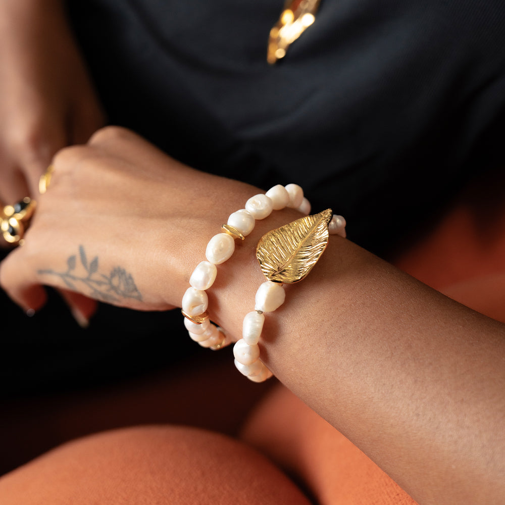 Velatti Leaf Charm Gemstone Bracelet