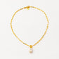 Velatti Small Links Necklace with Single Freshwater Pearl