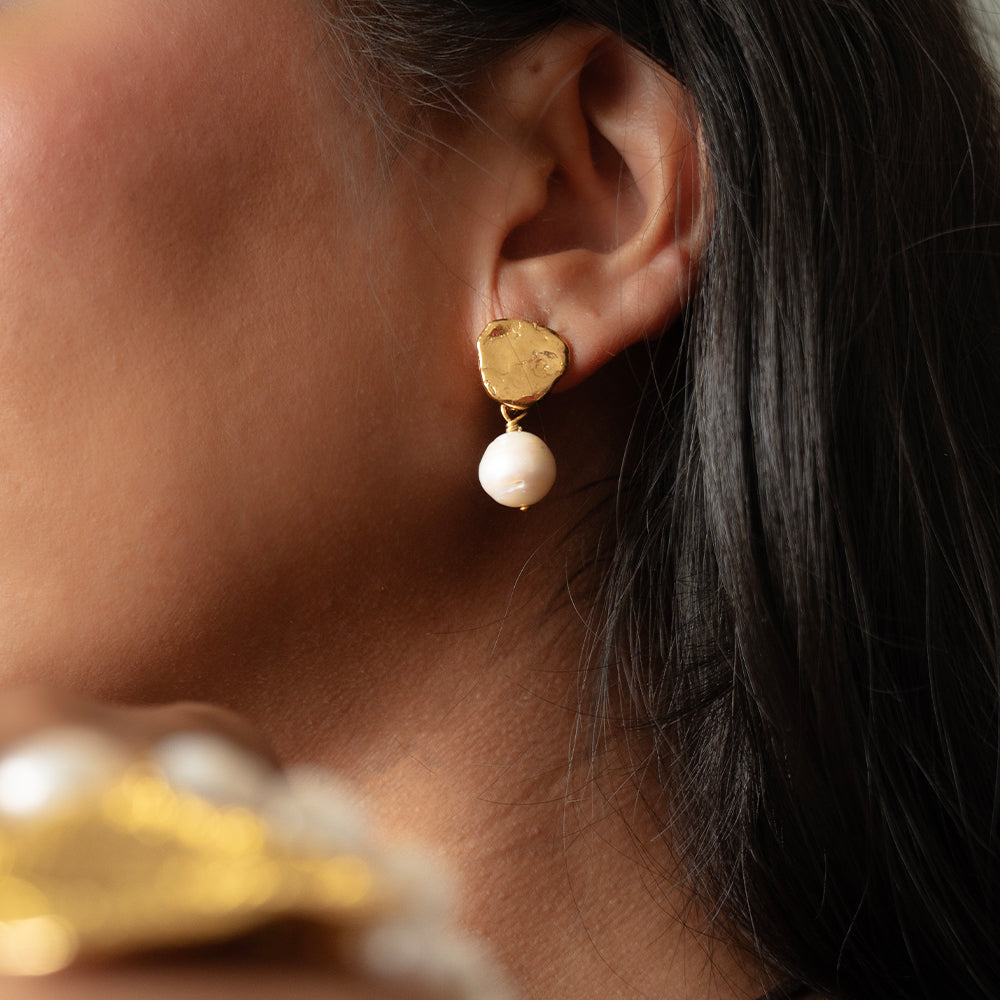 Velatti Molten Earrings with Freshwater Pearls