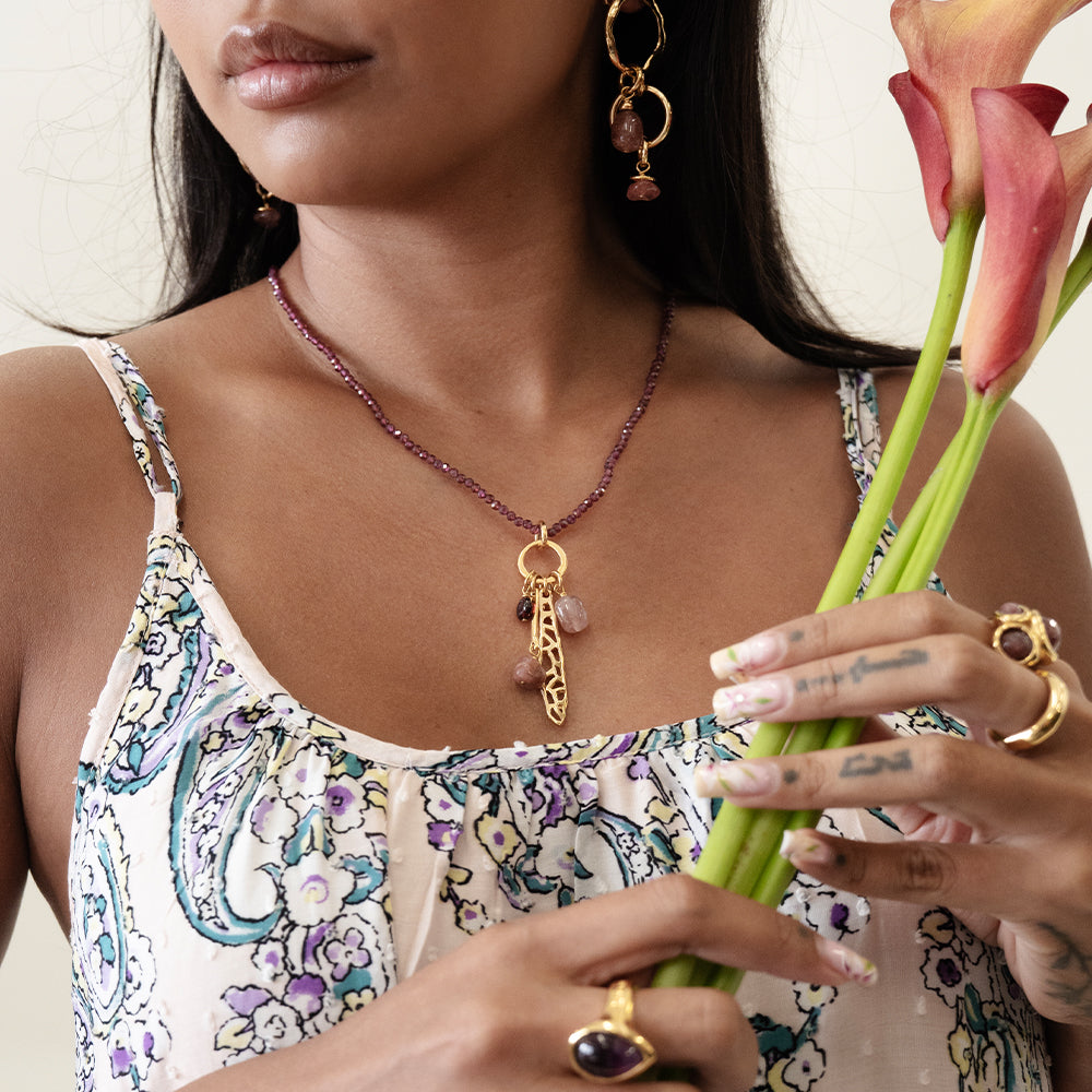 Velatti All Gems Long Necklace with Charms