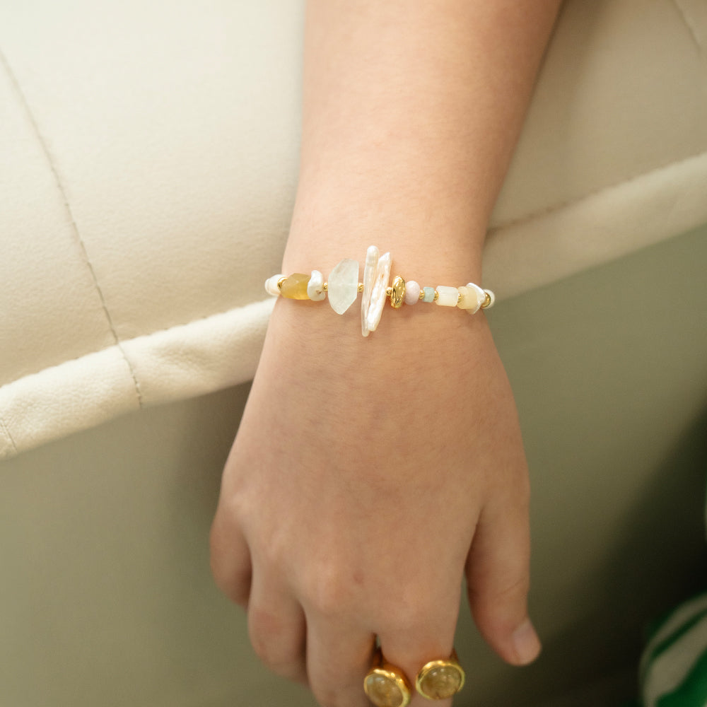 Velatti Stack Mother of Pearl & Gems Bracelet