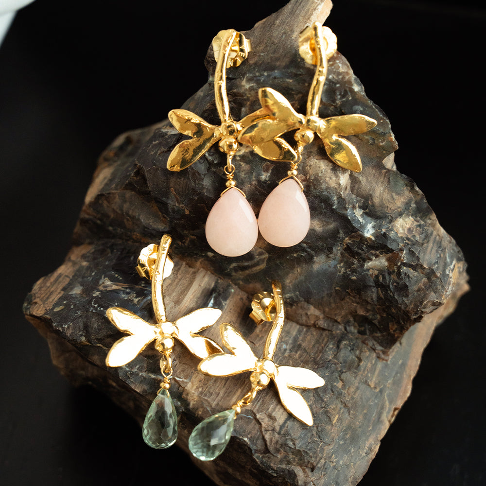 Velatti Dragonfly Studs with Gem Drop