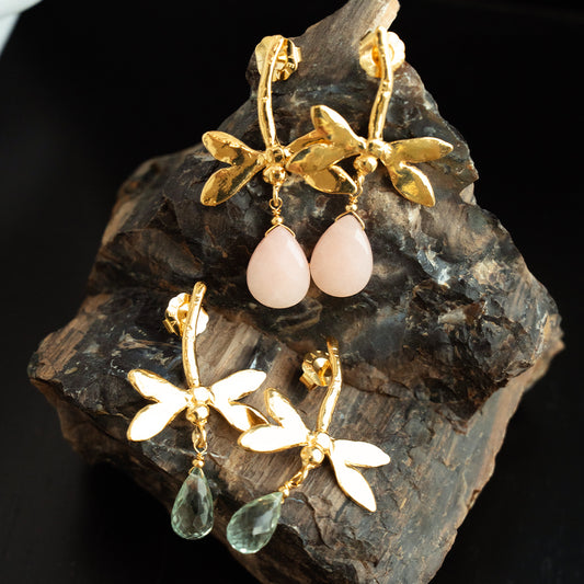 Velatti Dragonfly Studs with Gem Drop