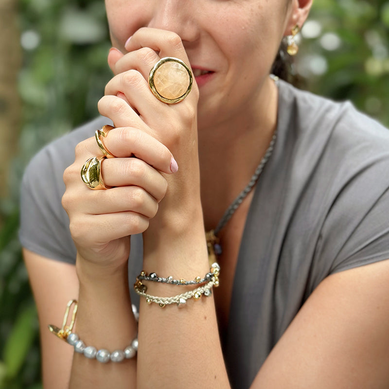 Velatti Hand Braided Gold or Silver Thread Bracelet with Pyrite & Charms (Pre-Order)