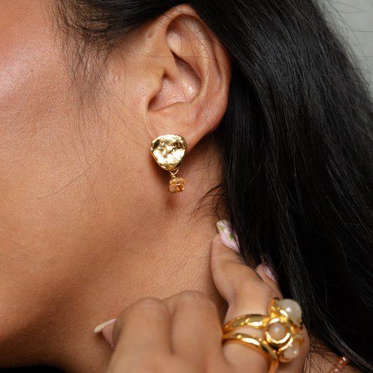 Velatti Molten Earrings with Double Gem Drop
