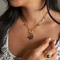 Velatti Amethyst and Pyrite Necklace with Heart Charm