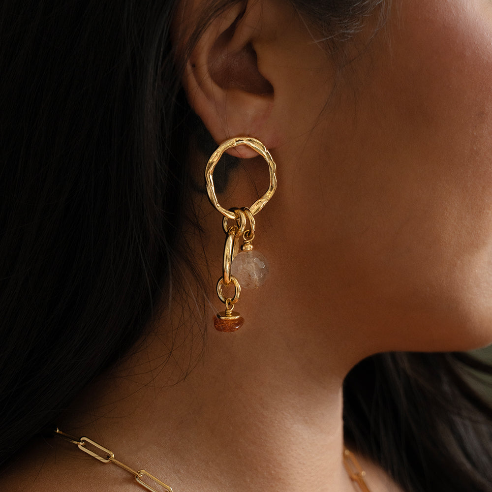 Velatti Double Circle Earrings with Gems