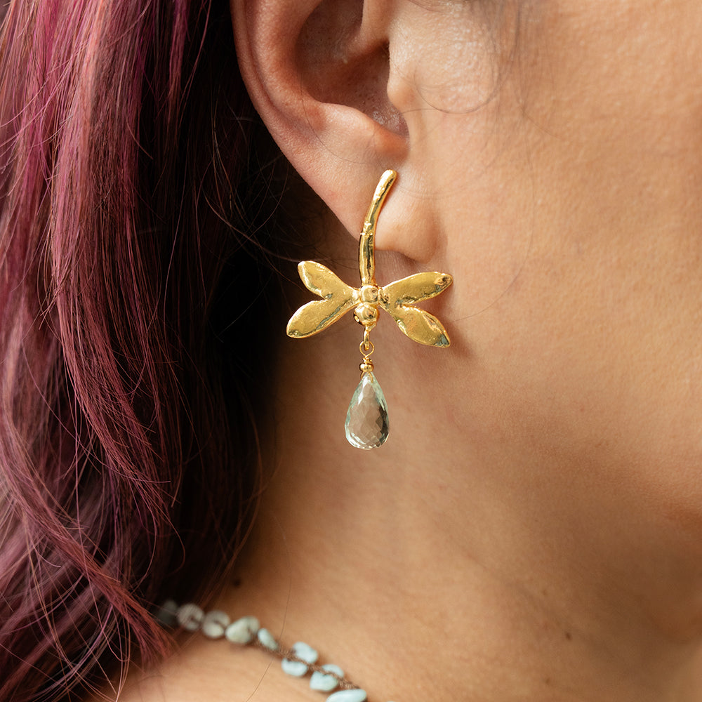 Velatti Dragonfly Studs with Gem Drop