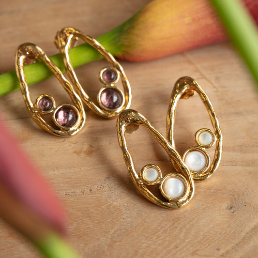 Velatti Contour Earrings with Double Gems