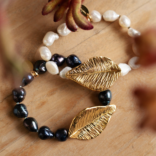 Velatti Leaf Charm Gemstone Bracelet