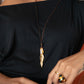 Velatti Leaf Pendant with Gem Necklace