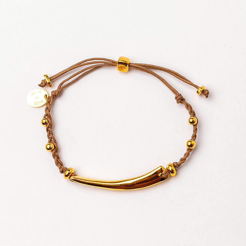 Velatti Hand Braided Bar Bracelet with GP Circles