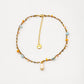 hand-braided metallic thread gemstone necklace with pearl