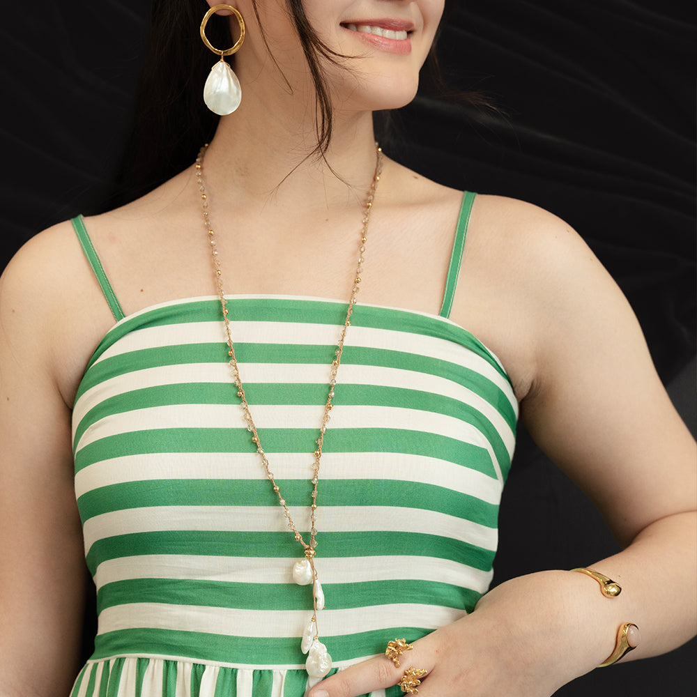 Velatti Hand Braided Necklace with Baroque Pearls