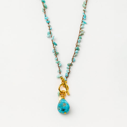 Velatti Hand Braided Necklace with Blue Opal & Larimar