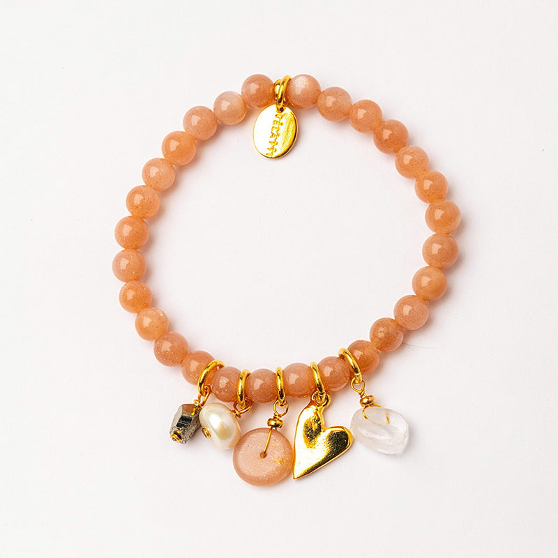 Velatti Gemstone Bracelet with Heart Charm & Pearl