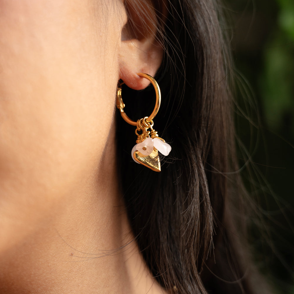 Velatti Hoops with Gems and Heart Charm