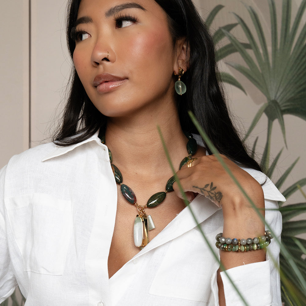 Velatti Luxe Green Jade Necklace