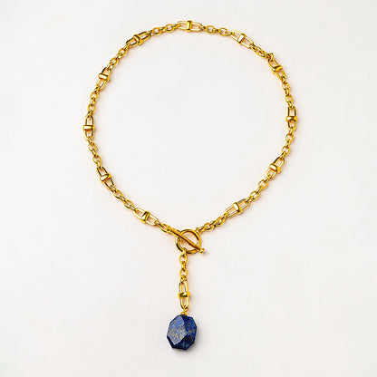 Velatti Link Necklace with Toggle Gem Drop