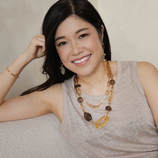 Velatti Luxe Smoky Quartz Long Necklace