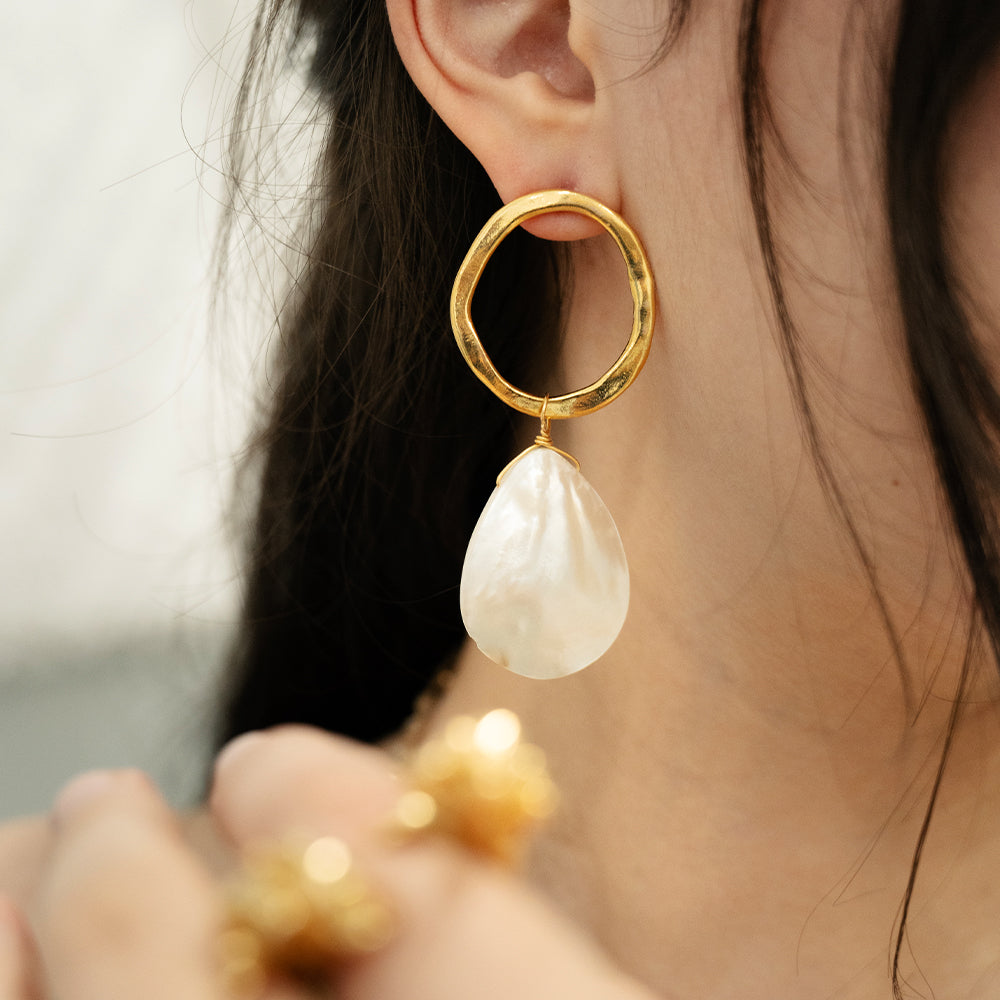 Velatti Mother of Pearl Halo Hoops