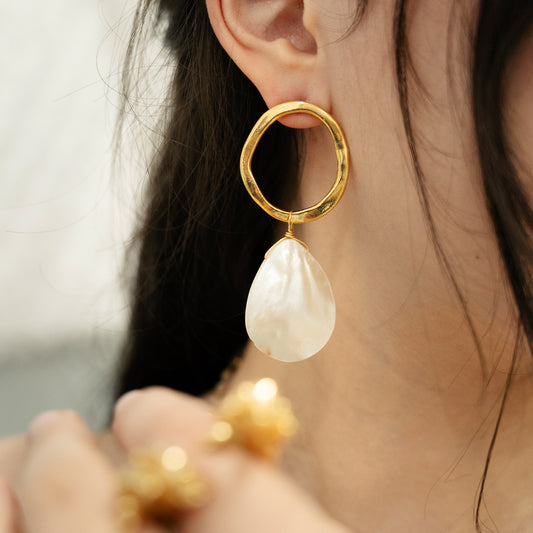 Velatti Mother of Pearl Halo Hoops