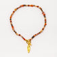 Velatti Gemstone Necklace with Leaf Charm