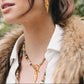 Velatti Gemstone Necklace with Leaf Charm