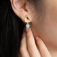 Velatti Mini Leaf Studs with Gem Drop