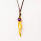 Velatti Leaf Pendant with Gem Necklace