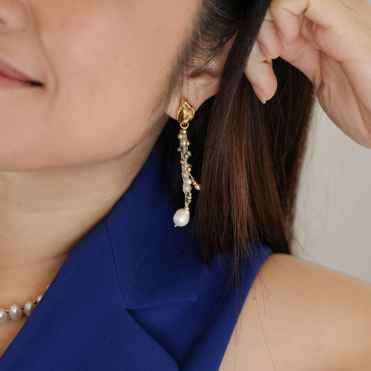 Velatti Threaded Earrings with Bohemian Crystal