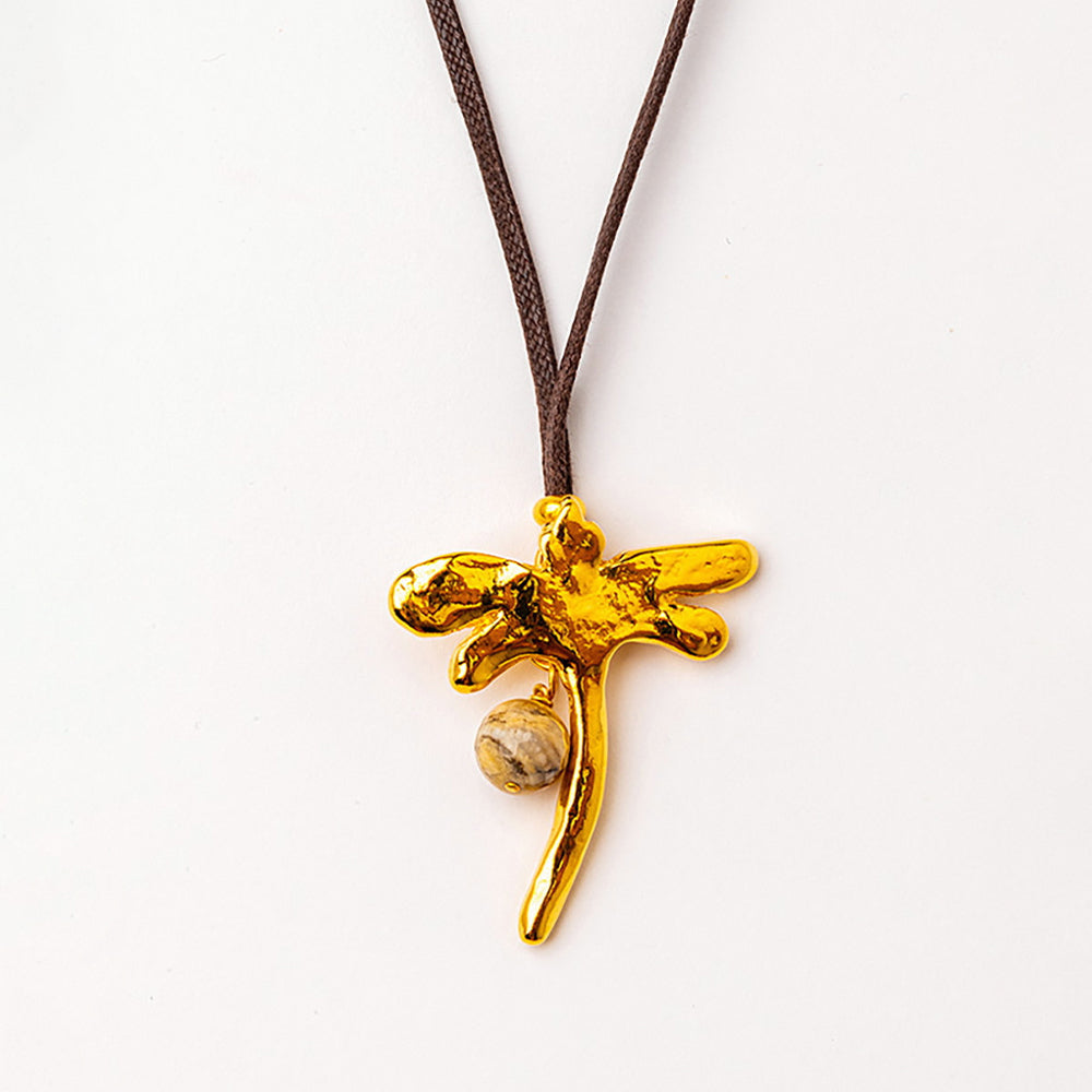 Velatti Dragonfly Pendant with Gem Necklace