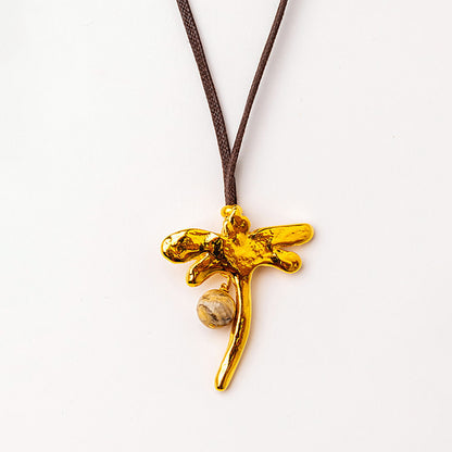 Velatti Dragonfly Pendant with Gem Necklace