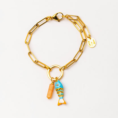 Velatti Gem & Fish Charm Bracelet