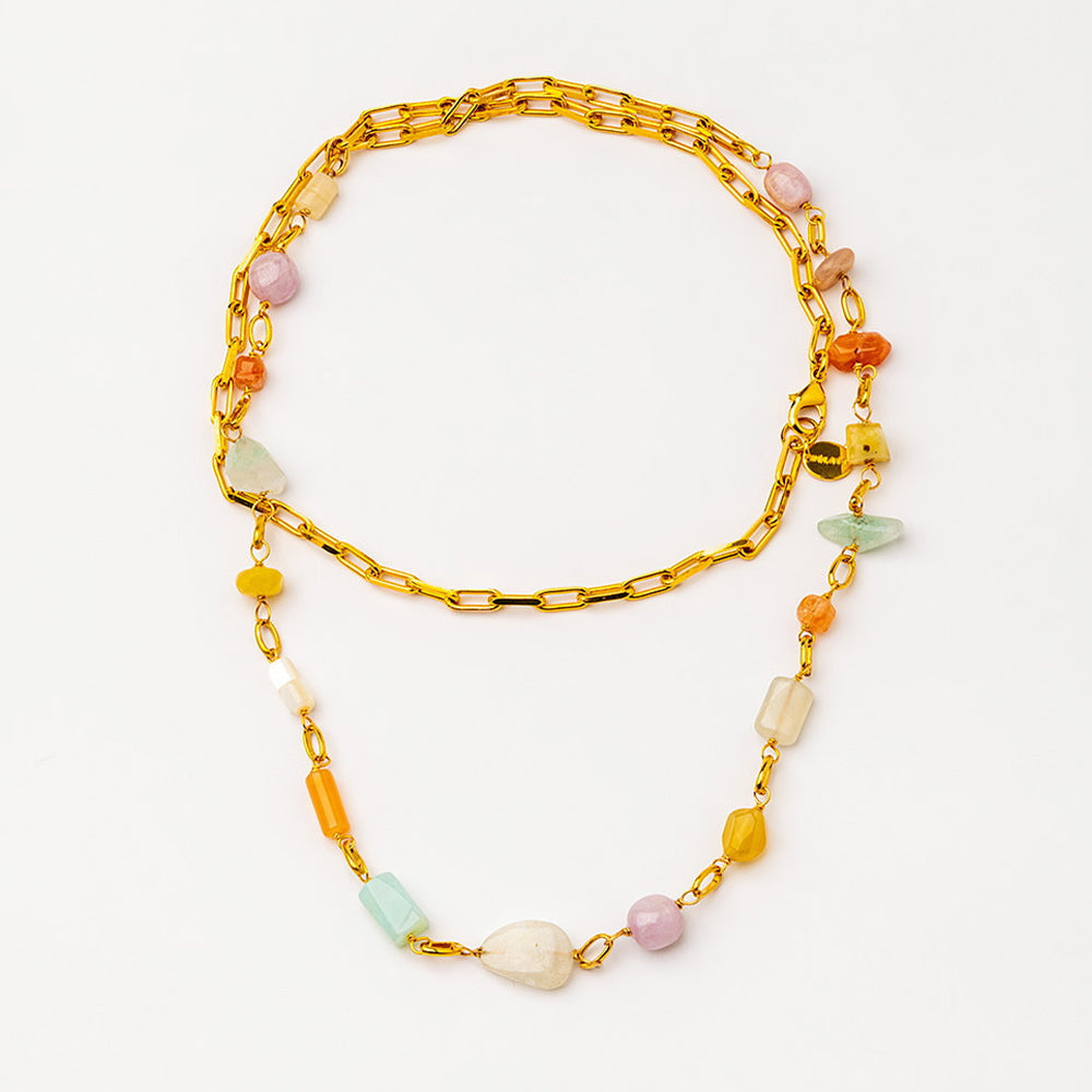 Velatti Long Links Necklace with Gems or Freshwater Pearls