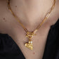 Velatti Short Link Necklace with Heart Charm and Pearl (Pre-order)