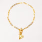 Velatti Short Link Necklace with Heart Charm and Pearl (Pre-order)