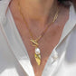 Velatti Short Link Necklace with Leaf Charm and Pearl (Pre-Order)