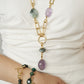Velatti Links Long Necklace with Amethyst, Fluorite and Labradorite