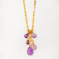 Velatti Long Links Necklace with 5 Gemstone Drop and Charms