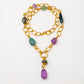 Velatti Links Long Necklace with Amethyst, Fluorite and Labradorite