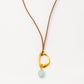 Velatti Circle & Gemstone Necklace with Adjustable Cotton Cord