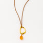 Velatti Circle & Gemstone Necklace with Adjustable Cotton Cord