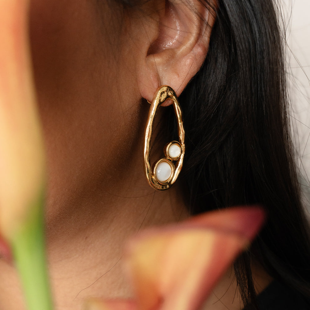 Velatti Contour Earrings with Double Gems