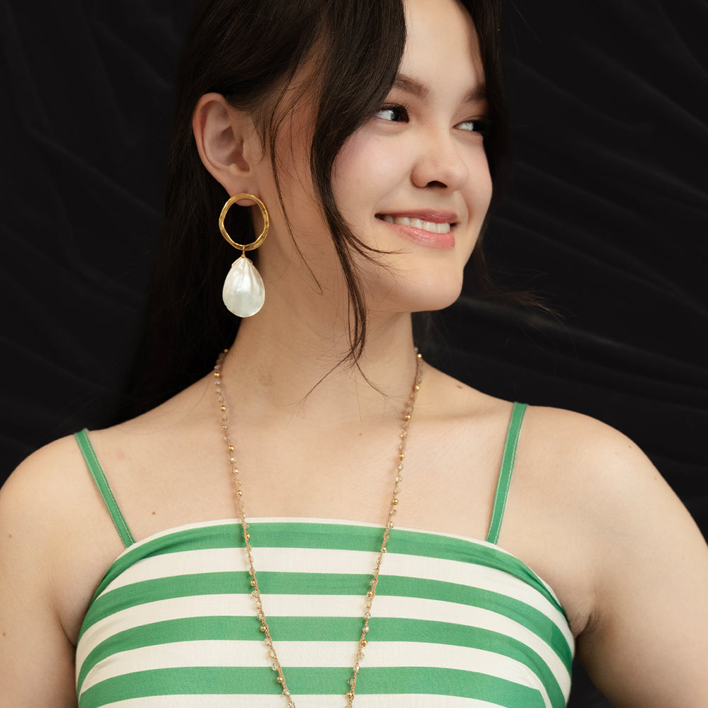 Velatti Mother of Pearl Halo Hoops