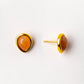 gold plated peach moonstone teardrop stud earrings