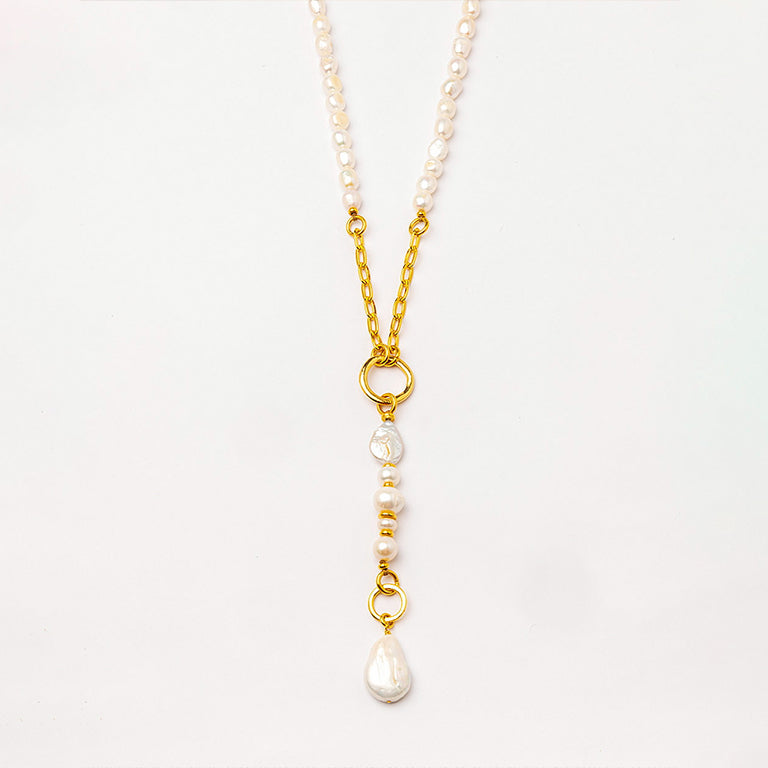 Velatti Y Necklace with Baroque and Freshwater Pearls