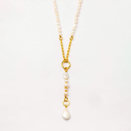 Velatti Y Necklace with Baroque and Freshwater Pearls