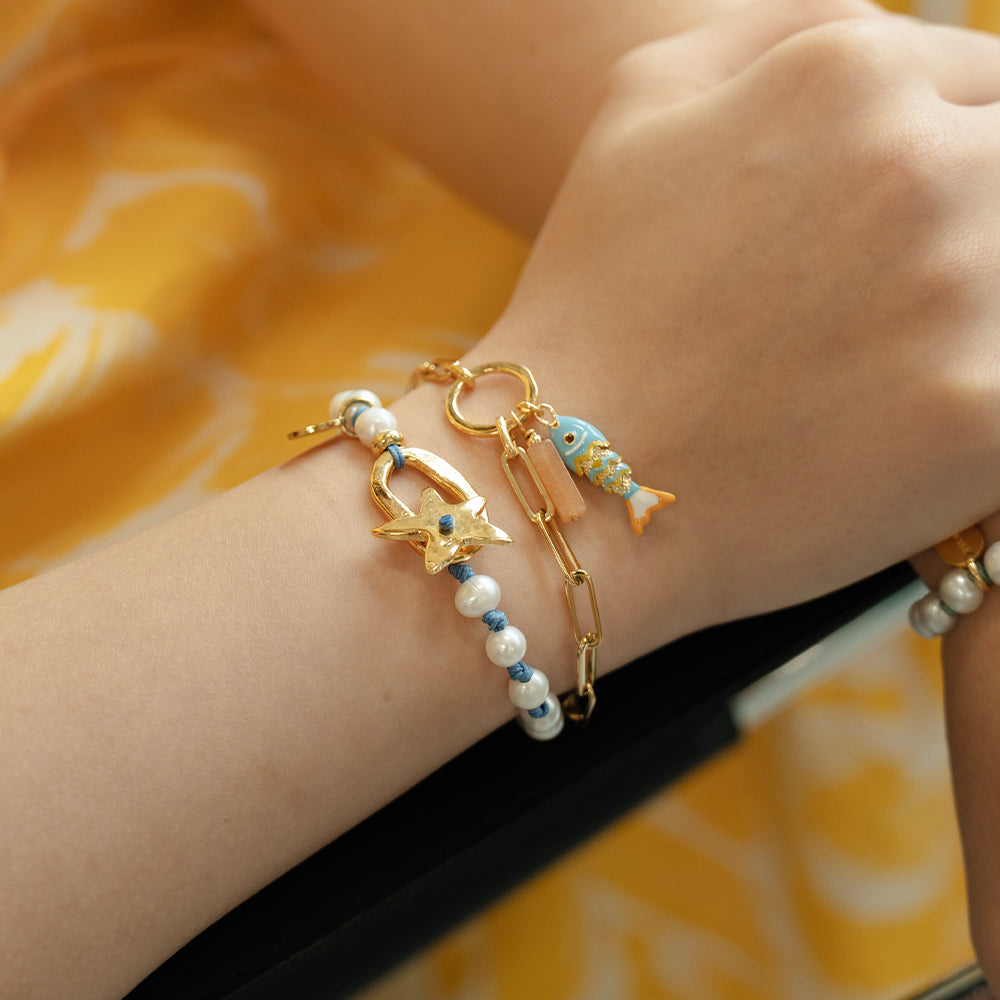 Velatti Gem & Fish Charm Bracelet