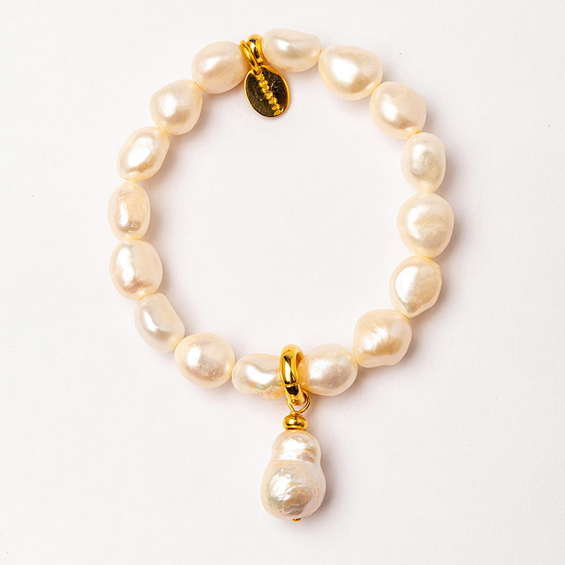 Velatti Pearl or Aquamarine Stretch Bracelet